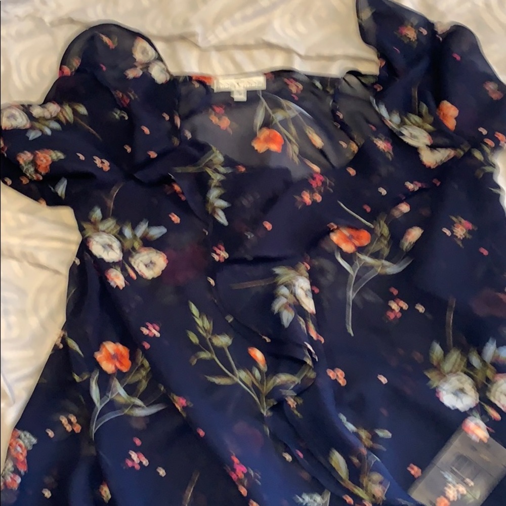 Sheer flower Shirt with tags
